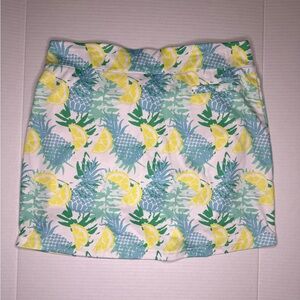 Pebble Beach Pineapple Print Mini Skirt - Blue, Green, Yellow